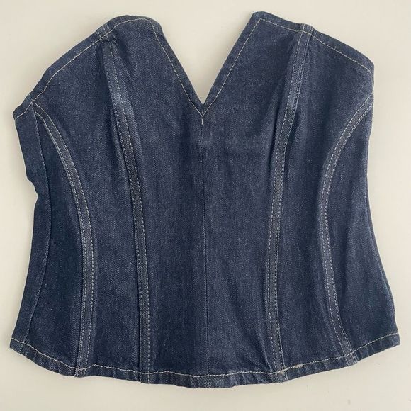 ZARA ZW DENIM CORSET WITH SLIT BLUE SIZE 2553/070/107/14 - Picture 3 of 7